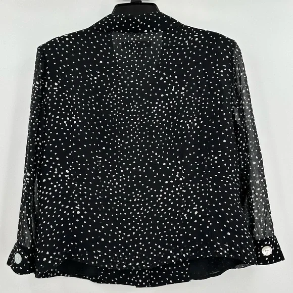 Maggie Boutique Vintage Black/White 100% Silk Lined Blouse Women’s Size 14 - Picture 2 of 14
